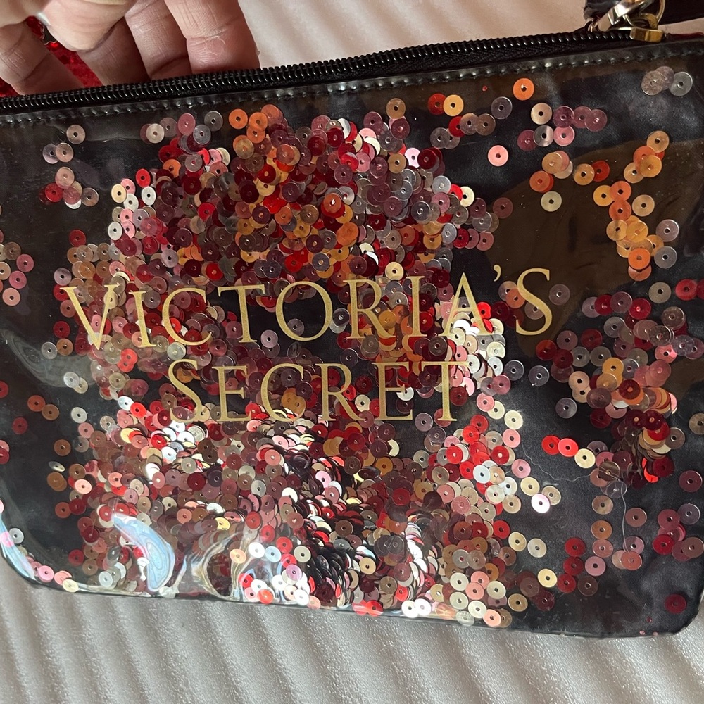 Victoria’s secret Wristlet Clutch Victorias secret makeup bag Glitter Sequins